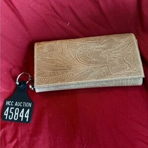 Holy Cow NEW Bandit Wallet $135 Embossed Tan Wallet
